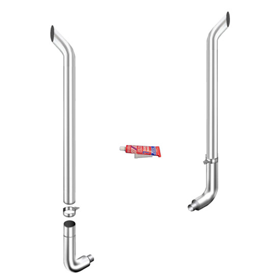 7 X 96 Inch Bull Hauler Exhaust Kit W/ 7-5 Inch Long Drop Elbows, W/ Out Tee & W/ Out Cab Brackets By Lincoln Chrome Fits Peterbilt 359