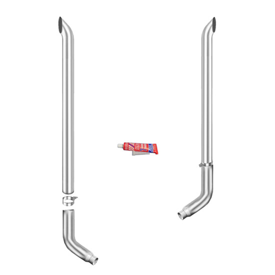 7 X 96 Inch West Coast Turn Exhaust Kit W/ 7- 5 Inch 68 Degree Elbows, W/ Out Tee & W/ Out Cab Brackets By Lincoln Chrome Fits Peterbilt 359