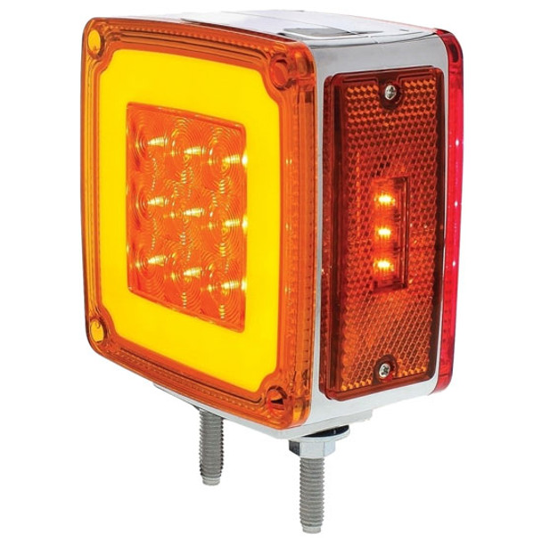 28 Diode Amber & Red LED Square Double Face GLO Turn Signal Light - Driver Side