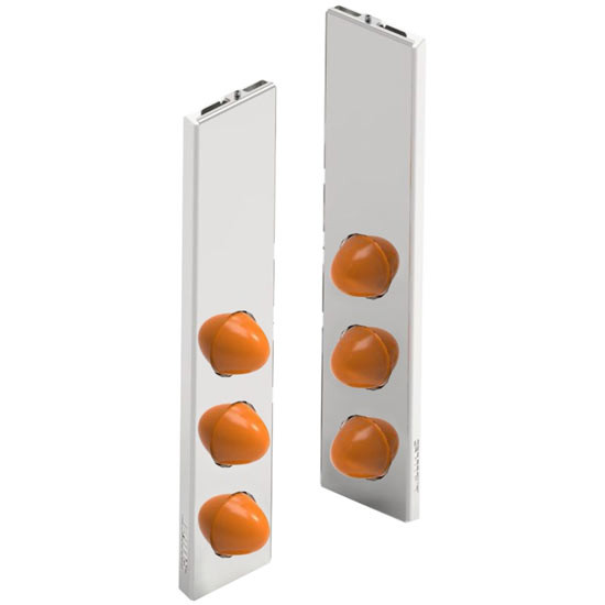 15 Inch SS Front Air Cleaner Panel Bar With Std Watermelon Lights - Amber Led / Amber Lens For Donaldson Ac, For Peterbilt 367, 378, 388, 389