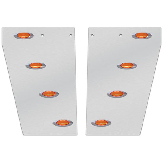 Stainless Steel Extra Wide Cowl Panel With Amber M1 Leds For Peterbilt 379