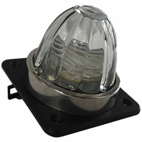 Single Glass Watermelon Sleeper Light With Black Square Base, 4 Hole Mounting For Peterbilt 379