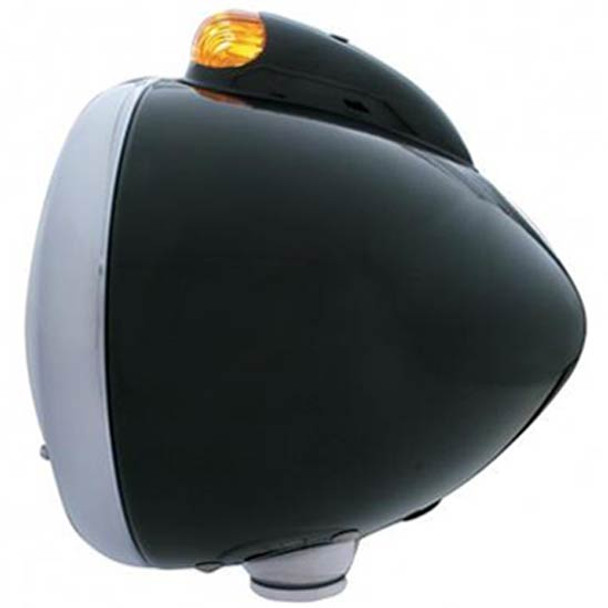 Gloss Black Guide 682-C Headlight Housing With Chrome Bezel, 5 Diode Amber Dual Function Signal - No Bulb