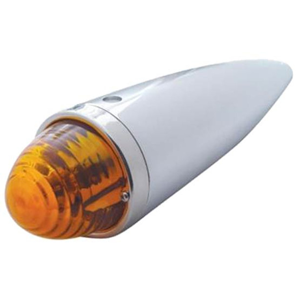 Chrome Torpedo Incandescent Cab Light W/ Glass Beehive Amber Lens