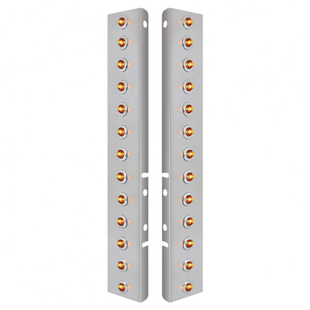 Front Air Cleaner Panels W/ 26 LED Bulkhead Lights - Amber LED/Amber Lens For Peterbilt 378 & 379