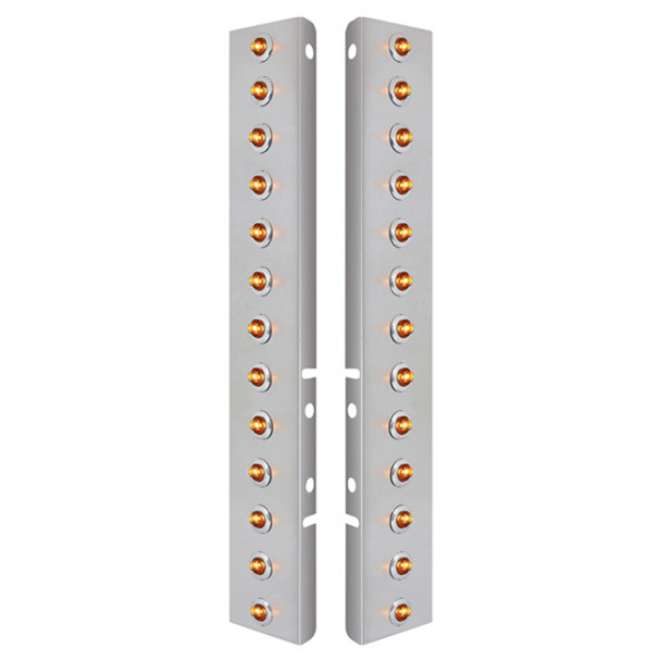 Front Air Cleaner Panels W/ 26 LED Bulkhead Lights - Amber LED/ Clear Lens For Peterbilt 378 & 379