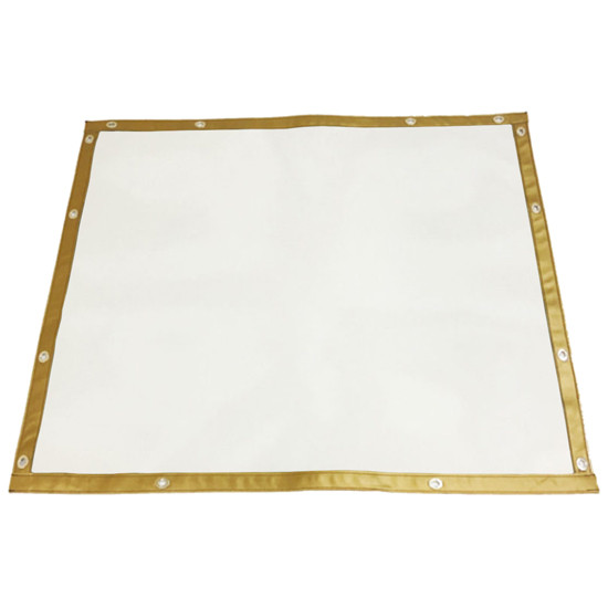 White Mesh Bug Screen With Gold Vinyl Trim For Kenworth T800 With Curved Glass