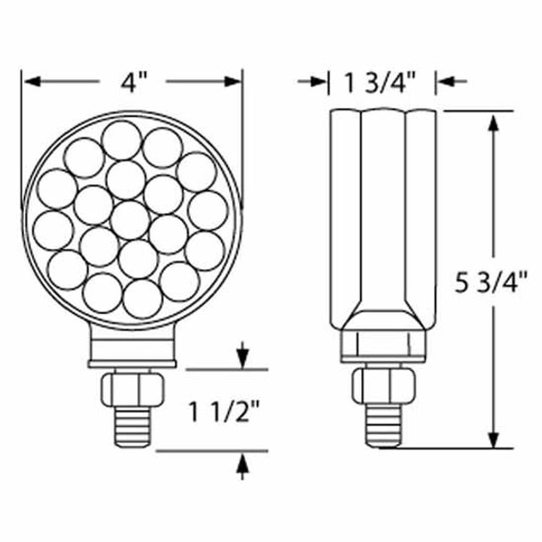 34 LED Reflector Double Face Turn Signal Light - Amber / Red Lens