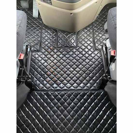 Black Eco Leather Floor Mat Set - 5 Piece For Freightliner Cascadia 112/ 125