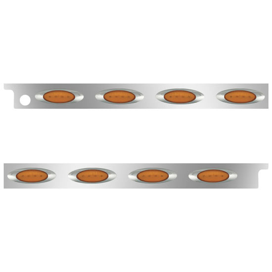 Stainless Steel Cab Panels With Block Heater Plug Cutout And 4 H1 Lights - Amber Led/ Amber Lens For International 4300, Durastar