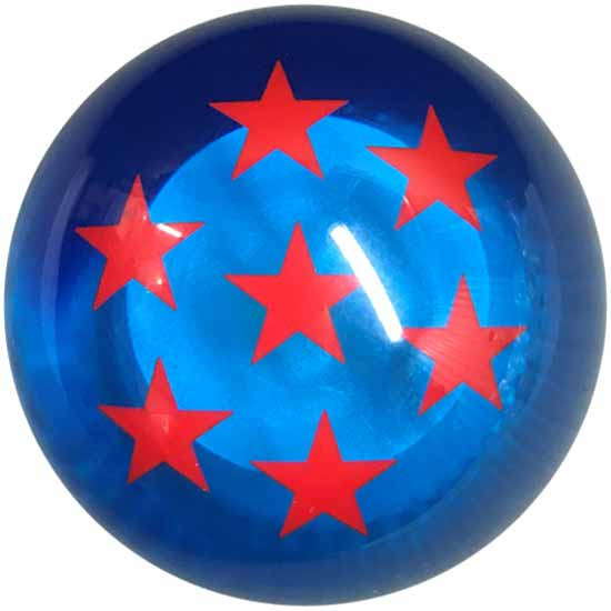 8 Inch Shiftopperz Blue Dragon Ball Z Brake Knob With 7 Red Stars - 2 1/ Diameter