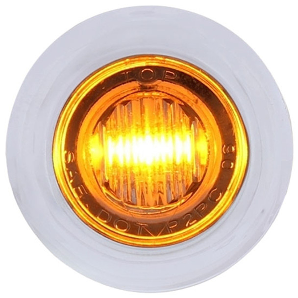 Dual Function Mini Clearance Marker Light W/ Bezel - Amber LED & Clear Lens