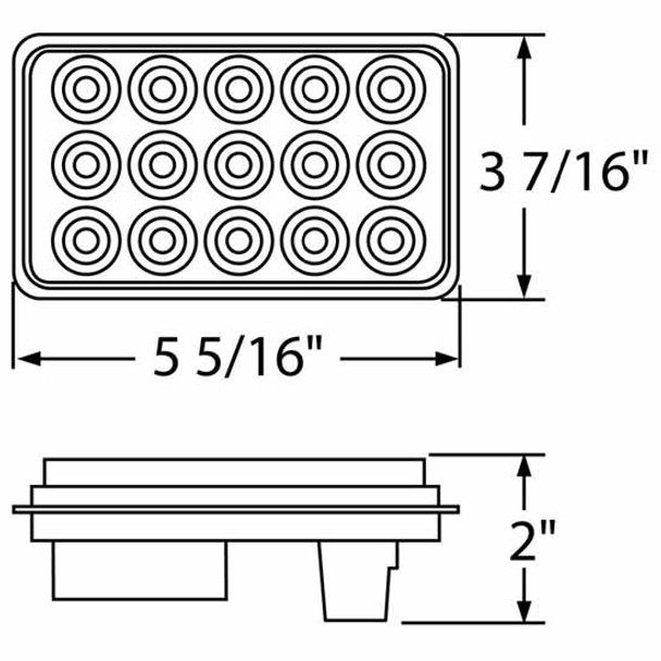 15 LED Rectangular Turn Signal - Amber LED / Amber Lens