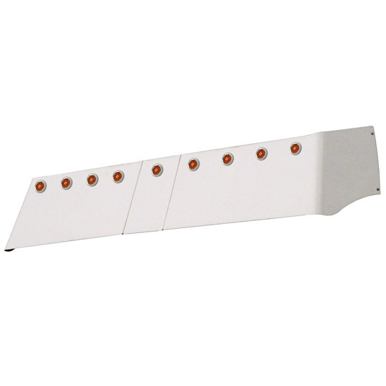 15 Inch Stainless Steel Drop Visor With Standard Mounting And Nine 3/4 Inch Button Led Lights - Amber Led/ Amber Lens For Volvo Vnl