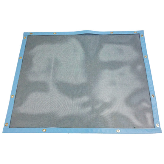 Plain Black Mesh Bug Screen With Light Blue Vinyl Trim For Volvo Vnr