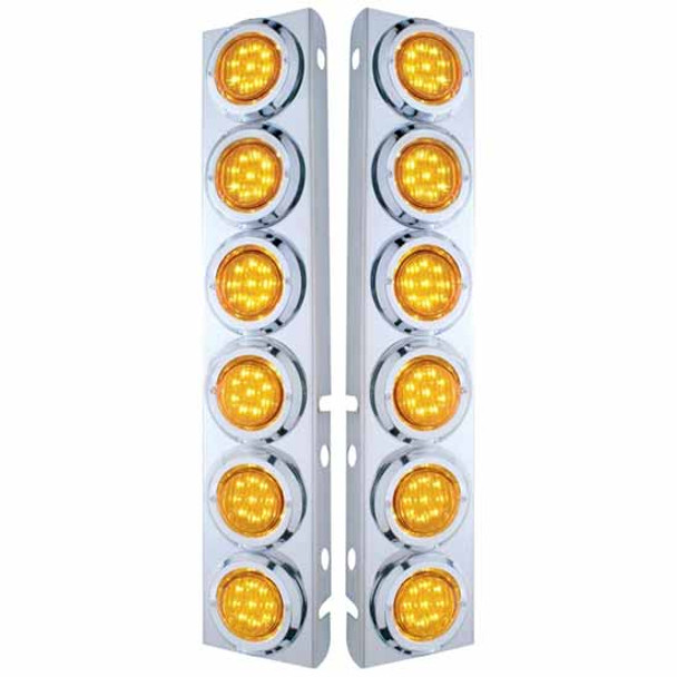 Front Air Cleaner Panels W/ 12 Amber LED Amber Lens 2 Inch Lights W/ Bezels  For Peterbilt Front Air Cleaner Panels W/ 12 Amber LED Amber Lens 2 Inch Lights W/ Bezels  For Peterbilt