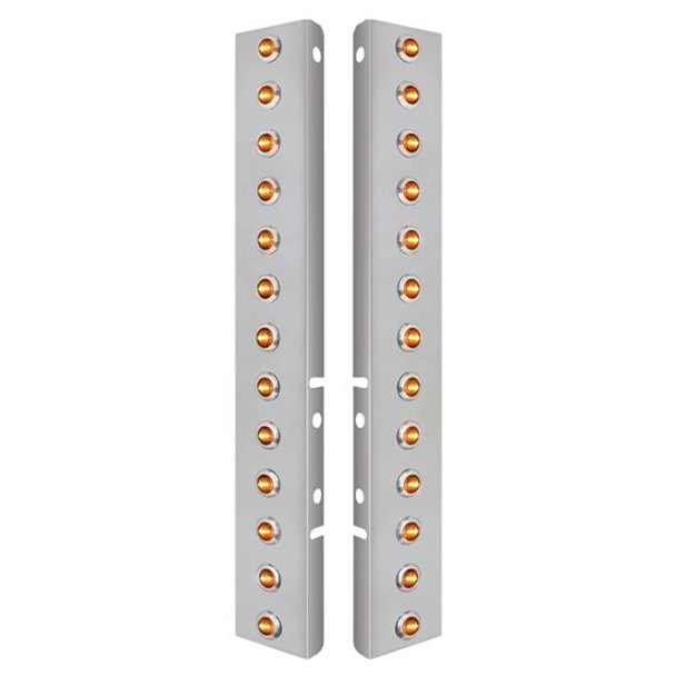 Front Air Cleaner Panels W/ 26 Amber LED Clear Lens Dual Function Mini Diamond Lights  For Peterbilt