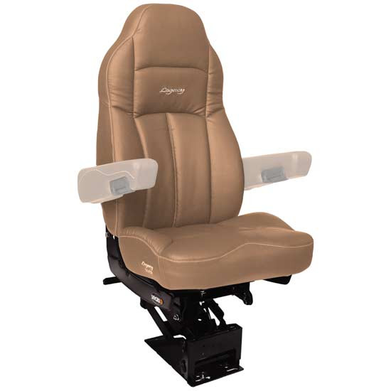 Seats Inc. Legacy Silver Seat With High Back, Std Base - Duraleather Brown - With O Armrests