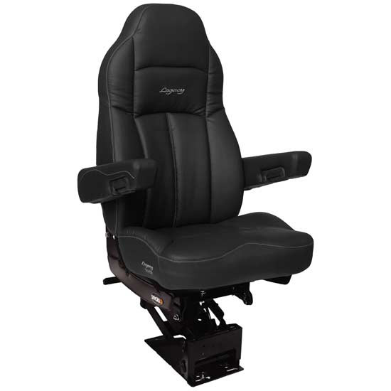 Seats Inc. Legacy Silver Seat With High Back, Std. Base, Armrests, Heated - Duraleather Black