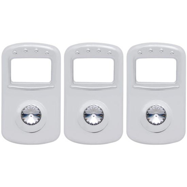 Chrome Rocker Switch Cover With Clear Jewel  For Peterbilt 330, 335, 377, 379, 385, 387
