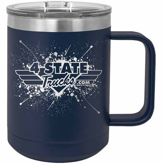4 State Trucks 15 Oz Stainless Steel Coffee Mug With Handle And Lid - Navy Blue