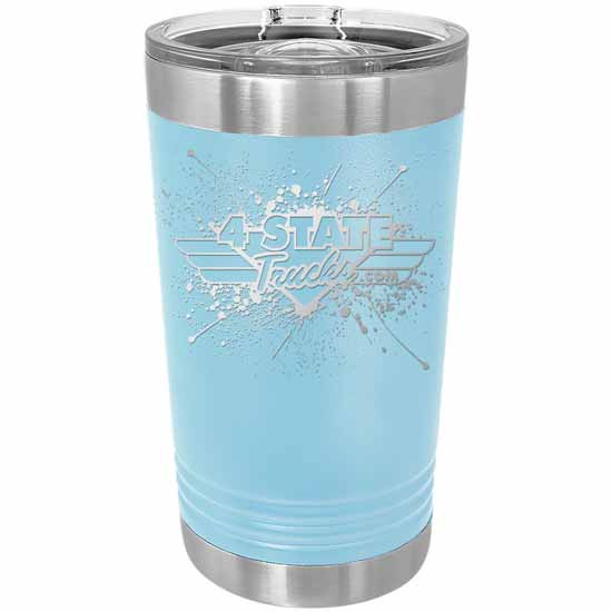 4 State Trucks 16 Oz Stainless Steel Pint Tumbler With Lid - Light Blue