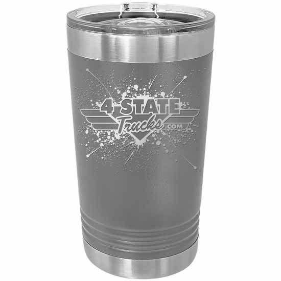 4 State Trucks 16 Oz Stainless Steel Pint Tumbler With Lid - Dark Gray