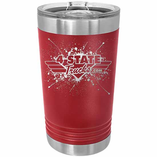 4 State Trucks 16 Oz Stainless Steel Pint Tumbler With Lid - Maroon