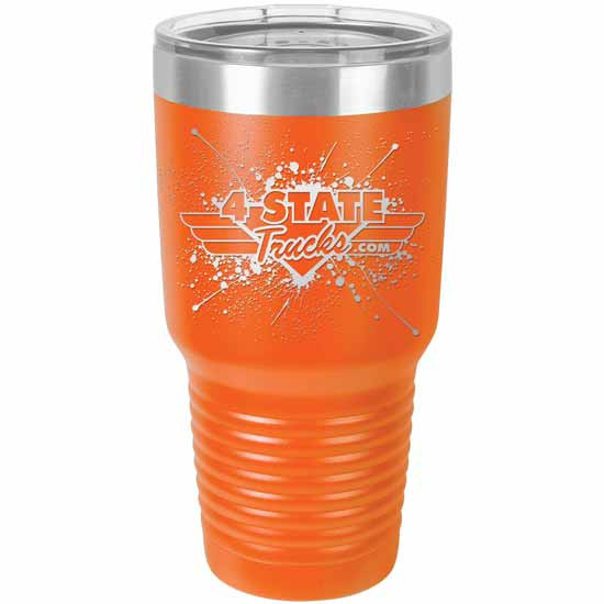 4 State Trucks 30 Oz Stainless Steel Coffee Travel Tumbler With Lid - Orange