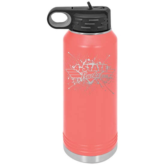 4 State Trucks 32 Oz Stainless Steel Water Bottle With Flip Top Lid - Peach