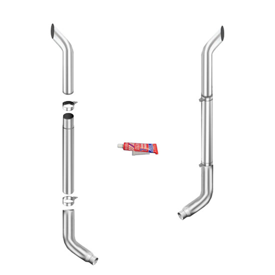 6 X 118 Inch Bull Hauler Stack Kit W/ 6-5 PB 68- Deg Elbows, 55 Spools, Without Tee By Lincoln Chrome fits Peterbilt 359