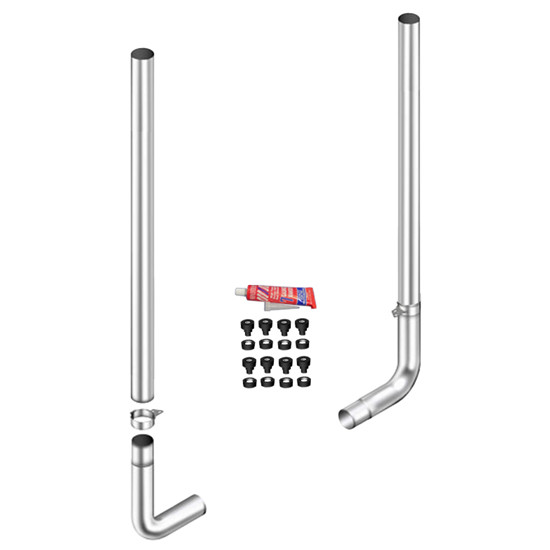 6 X 120 Inch Flat Top Stack Kit W/ 6-6 LD 90-Deg Elbow, W/ Out Tee, Non- Unibilt W/ Out Cab Brackets By Lincoln Chrome Fits Peterbilt 378, 379 & 389 Glider