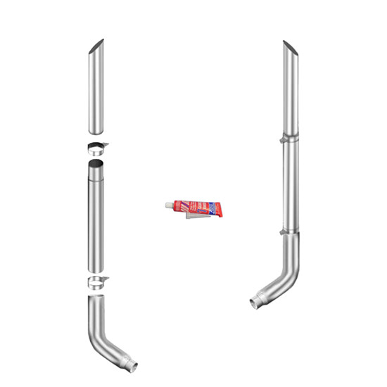 6 X 120 Inch Miter Cut Stack Kit W/ 6-5 PB 68- Deg Elbows, 55 Spools, Without Tee By Lincoln Chrome Fits Peterbilt 359