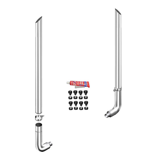 6 X 120 Inch Miter Stack Kit W/ 6-5 LD 90-Deg Elbow, W/ Out Tee, Non- Unibilt W/ Out Cab Brackets By Lincoln Chrome Fits Peterbilt 378, 379 & 389 Glider