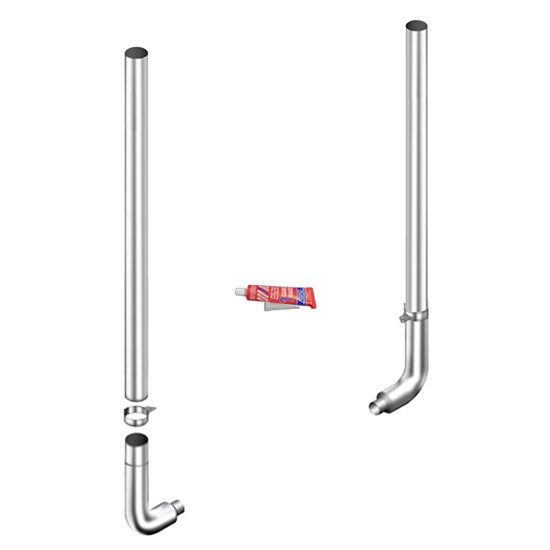 6 X 72 Inch Flat Top Stack Kit W/ 6-5 LD 90-Deg Elbow, W/ Out Tee & W/ Out Cab Brackets By Lincoln Chrome Fits Peterbilt 359