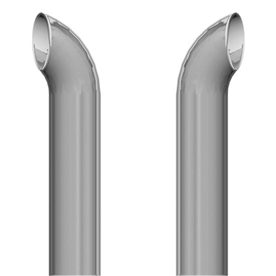 6 X 72 Inch Curve Stack Kit W/ 6-5 PB 359 Elbows, With Factory Style Tee, 4 Cab Brackets By Lincoln Chrome Fits Peterbilt 359