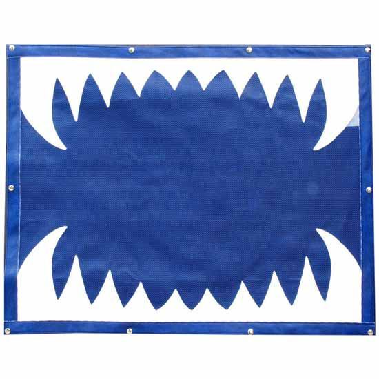 Mesh Blue And White Jaws Teeth Bug Screen With Blue Trim