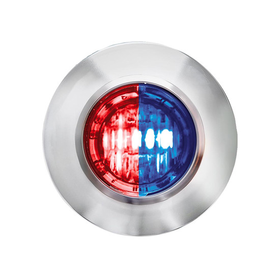 4 Inch 3/ Mini Dual Function Double Fury Clearance Marker Light - Red To Blue Led / Clear Lens