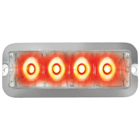 75 Inch 4. Rectangular 4 Diode Strobe Light - Red Led / Clear Lens