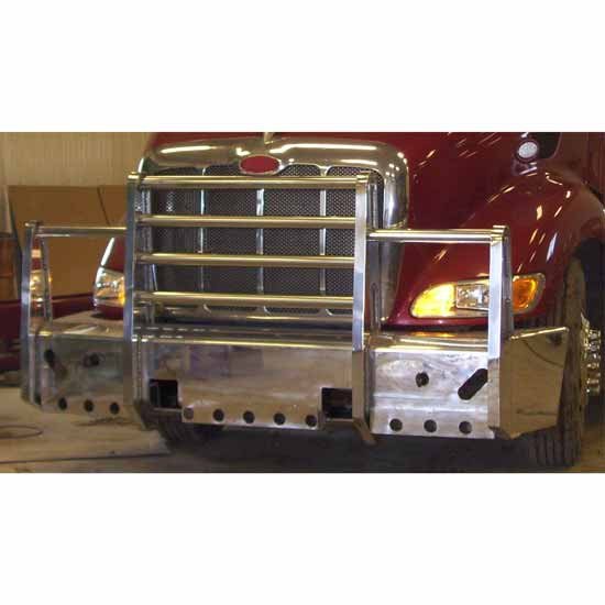 2 Inch Aluminum Standard 4 Post I-Beam Upright Bumper Grille Guard With Pipes For Peterbilt 335