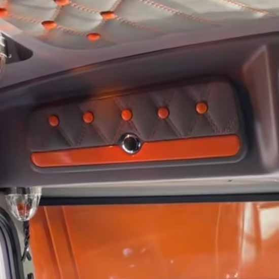 Ez Pete Cab Cubby Cover Set With Black Back Panel, Legendary Red Buttons And Scarlett Double Stitch Thread For Peterbilt 389