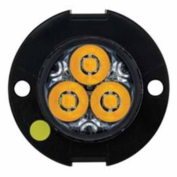 3 High Power LED Mini Warning Light W/ Chrome Bezel - Amber LED / Clear Lens