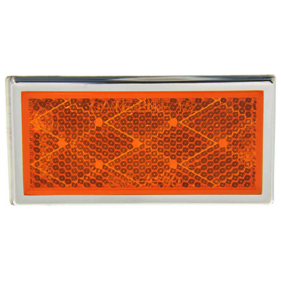 Rectangular Stick- On Mount Reflector With Chrome Bezel- Amber