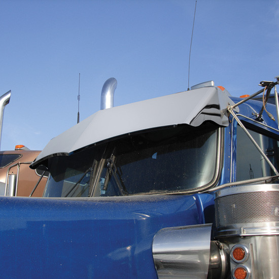 13 Inch Kenworth T660, T800, W900B, W900L Stainless Steel Wicked Drop Visor For Models With Curved Windshields