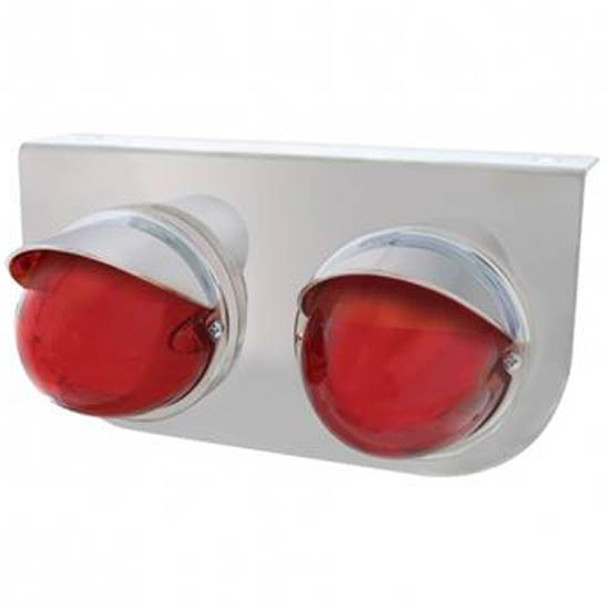 Stainless Steel Light Bracket W/ 2 Watermelon 9 LED Dual Function Glo Light & Visors - Red LED/ Red Lens