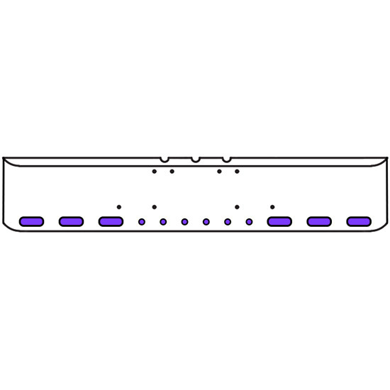 18 Inch Texas Rolled End Bumper With 6 Oval, 6 Round 2 Inch Amber/Purple Led Clear Lens Dual Revolution Lights