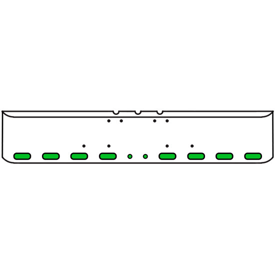 18 Inch Chrome Texas Rolled End Bumper With 8 Oval, 2 Round 2 Inch Amber/Green Led Dual Revolution Lights