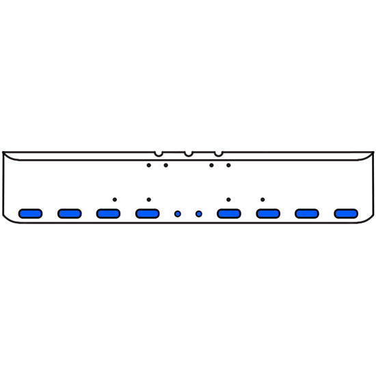 20 Inch Chrome Texas Rolled End Bumper With 8 Oval, 2 Round 2 Inch Amber/Blue Led Dual Revolution Lights