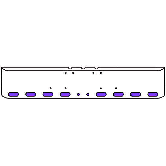 20 Inch Chrome Texas Rolled End Bumper With 8 Oval, 2 - 2 Inch Amber/Purple Led Clear Lens Dual Revolution Lights
