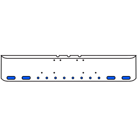 22 Inch Chrome Texas Rolled End Bumper With 4 Oval, 8 - 2 Inch Amber/Blue Led Dual Revolution Lights, Chrome Bezels